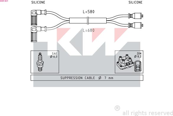 KW 359 351 - Ignition Cable Kit autospares.lv