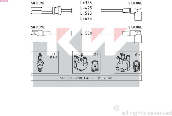 KW 359 372 - Ignition Cable Kit autospares.lv