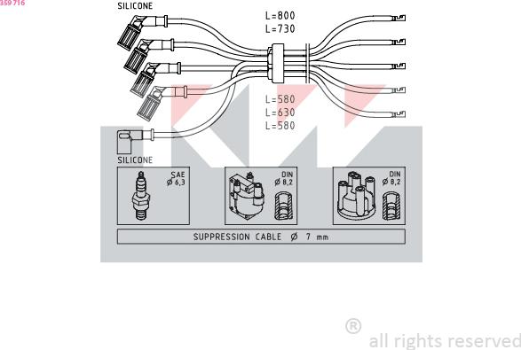 KW 359 716 - Ignition Cable Kit autospares.lv