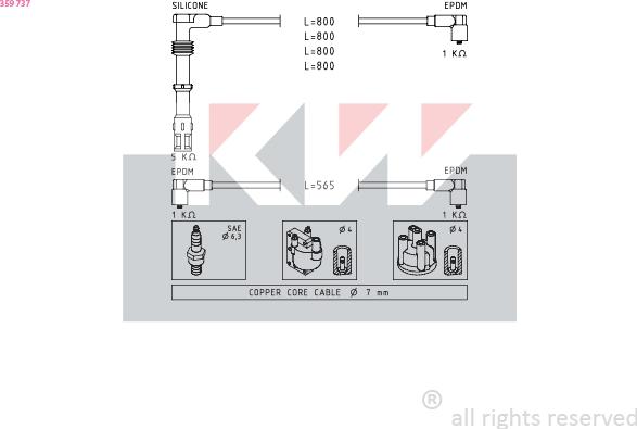 KW 359 737 - Ignition Cable Kit autospares.lv