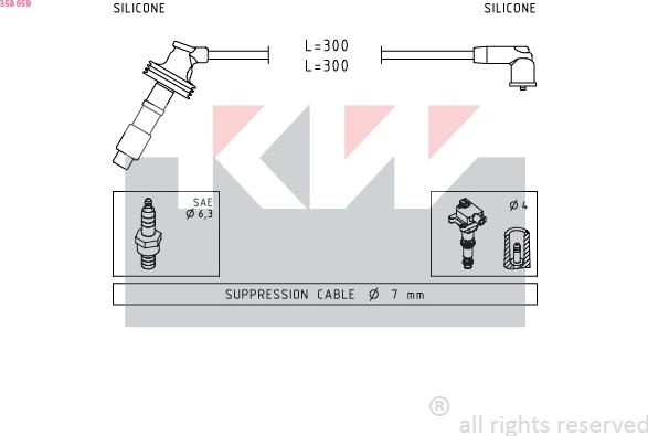 KW 358 059 - Ignition Cable Kit autospares.lv