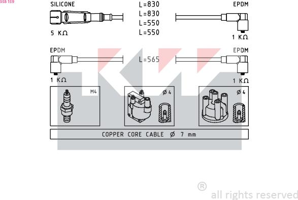 KW 358 159 - Ignition Cable Kit autospares.lv