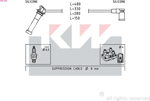 KW 358 245 - Ignition Cable Kit autospares.lv