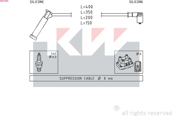 KW 360 984 - Ignition Cable Kit autospares.lv