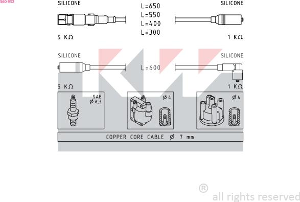 KW 360 932 - Ignition Cable Kit autospares.lv