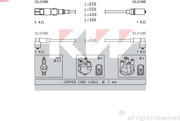 KW 360 937 - Ignition Cable Kit autospares.lv