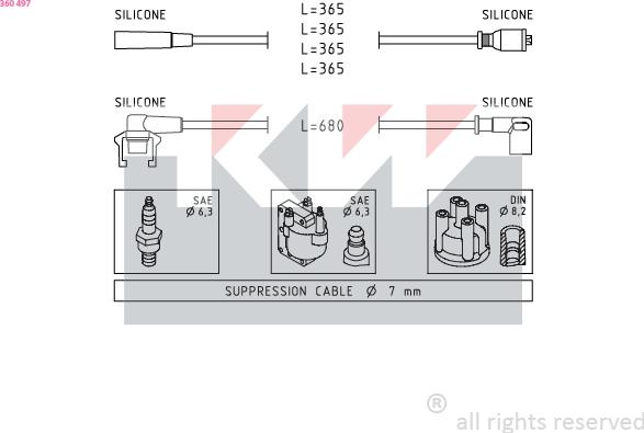 KW 360 497 - Ignition Cable Kit autospares.lv