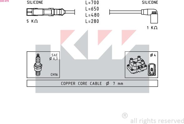 KW 360 479 - Ignition Cable Kit autospares.lv