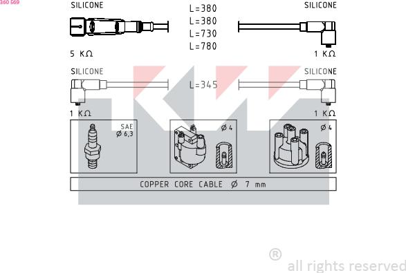 KW 360 569 - Ignition Cable Kit autospares.lv