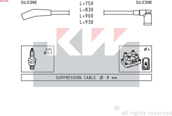 KW 360 568 - Ignition Cable Kit autospares.lv