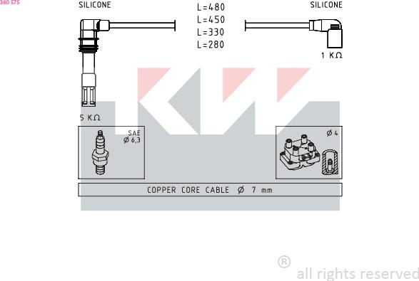 KW 360 575 - Ignition Cable Kit autospares.lv