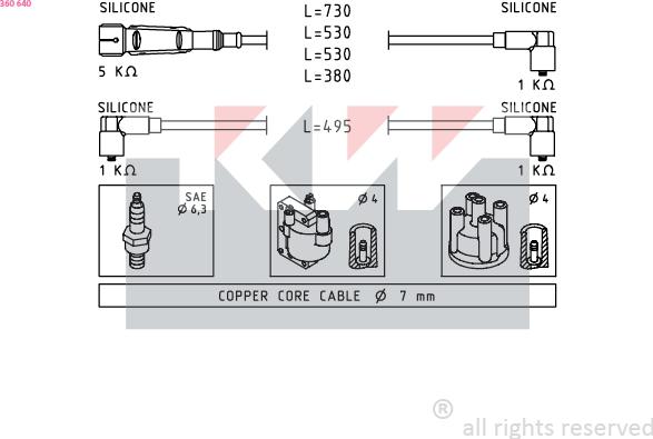 KW 360 640 - Ignition Cable Kit autospares.lv