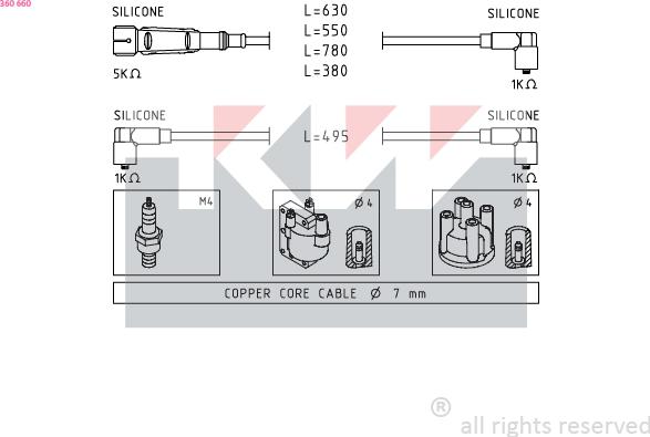 KW 360 660 - Ignition Cable Kit autospares.lv