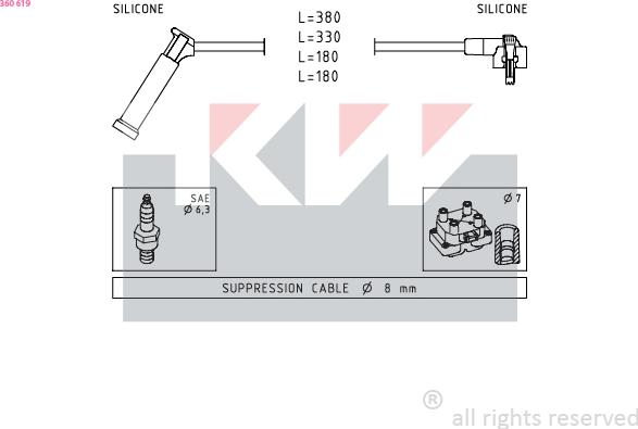 KW 360 619 - Ignition Cable Kit autospares.lv