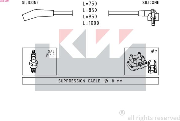 KW 360 639 - Ignition Cable Kit autospares.lv