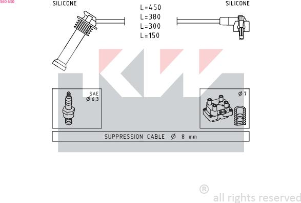 KW 360 630 - Ignition Cable Kit autospares.lv