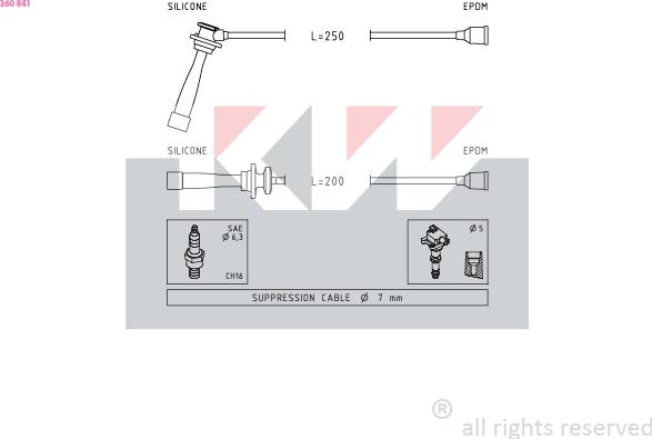 KW 360 841 - Ignition Cable Kit autospares.lv