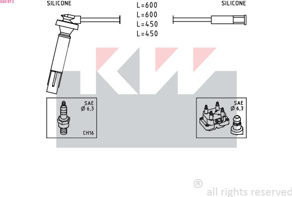 KW 360 813 - Ignition Cable Kit autospares.lv