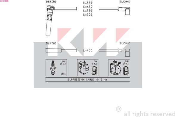 KW 360 888 - Ignition Cable Kit autospares.lv