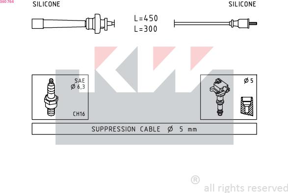 KW 360 764 - Ignition Cable Kit autospares.lv