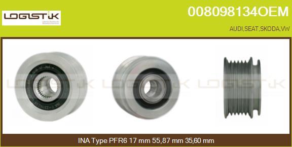 LGK 008098134OEM - Pulley, alternator, freewheel clutch autospares.lv