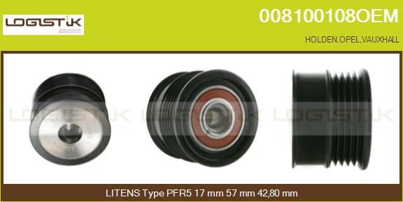 LGK 008100108OEM - Pulley, alternator, freewheel clutch autospares.lv