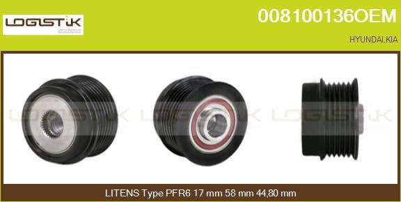 LGK 008100136OEM - Pulley, alternator, freewheel clutch autospares.lv