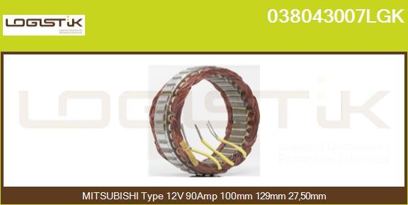 LGK 038043007LGK - Stator, alternator autospares.lv