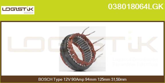 LGK 038018064LGK - Stator, alternator autospares.lv