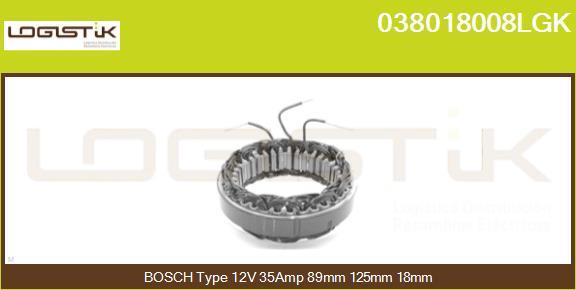 LGK 038018008LGK - Stator, alternator autospares.lv