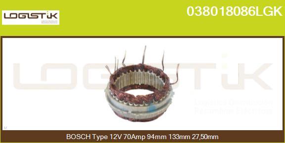 LGK 038018086LGK - Stator, alternator autospares.lv