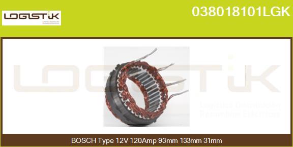 LGK 038018101LGK - Stator, alternator autospares.lv