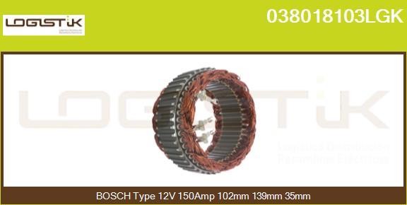 LGK 038018103LGK - Stator, alternator autospares.lv