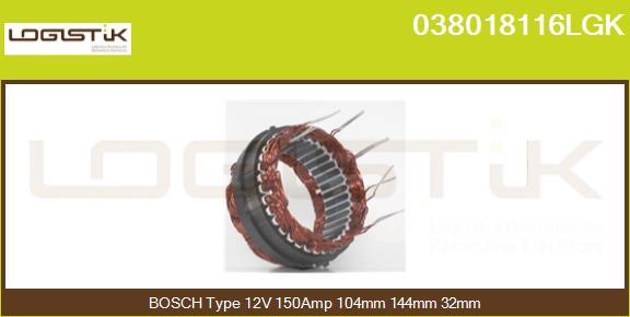 LGK 038018116LGK - Stator, alternator autospares.lv