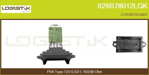 LGK 026078012LGK - Resistor, interior blower autospares.lv