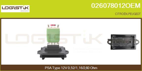 LGK 026078012OEM - Resistor, interior blower autospares.lv