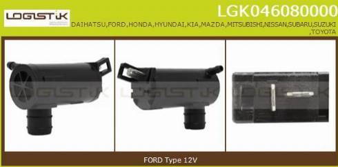 LGK LGK046080000 - Water Pump, window cleaning autospares.lv