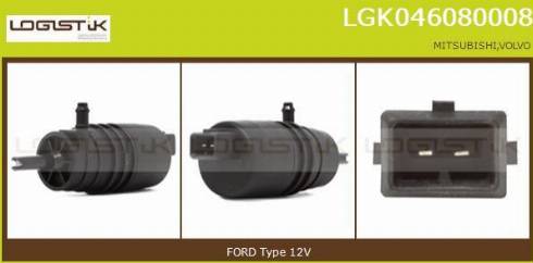 LGK LGK046080008 - Water Pump, window cleaning autospares.lv