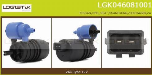 LGK LGK046081001 - Water Pump, window cleaning autospares.lv