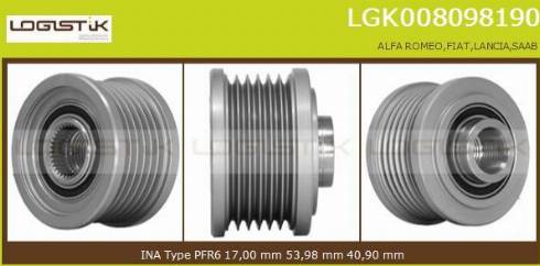 LGK LGK008098190 - Pulley, alternator, freewheel clutch autospares.lv