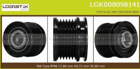 LGK LGK008098141 - Pulley, alternator, freewheel clutch autospares.lv