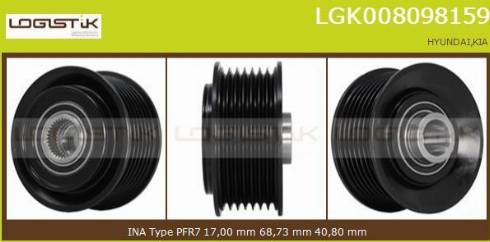 LGK LGK008098159 - Pulley, alternator, freewheel clutch autospares.lv