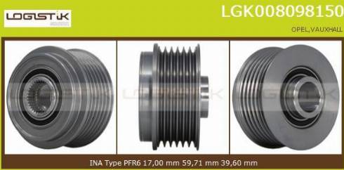 LGK LGK008098150 - Pulley, alternator, freewheel clutch autospares.lv