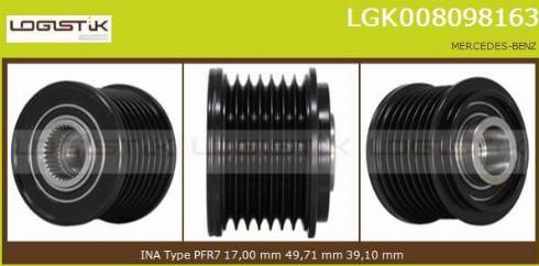 LGK LGK008098163 - Pulley, alternator, freewheel clutch autospares.lv