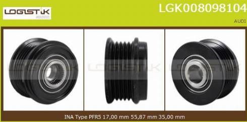 LGK LGK008098104 - Pulley, alternator, freewheel clutch autospares.lv