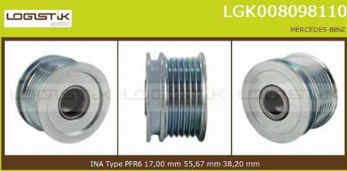 LGK LGK008098110 - Pulley, alternator, freewheel clutch autospares.lv