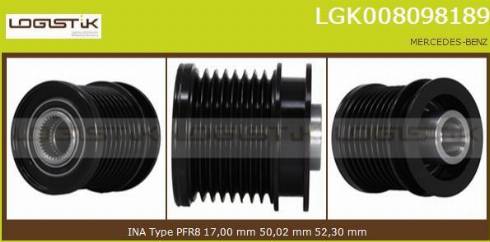 LGK LGK008098189 - Pulley, alternator, freewheel clutch autospares.lv