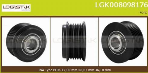 LGK LGK008098176 - Pulley, alternator, freewheel clutch autospares.lv