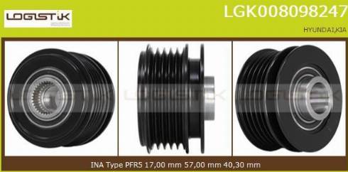 LGK LGK008098247 - Pulley, alternator, freewheel clutch autospares.lv