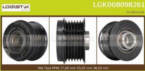 LGK LGK008098261 - Pulley, alternator, freewheel clutch autospares.lv